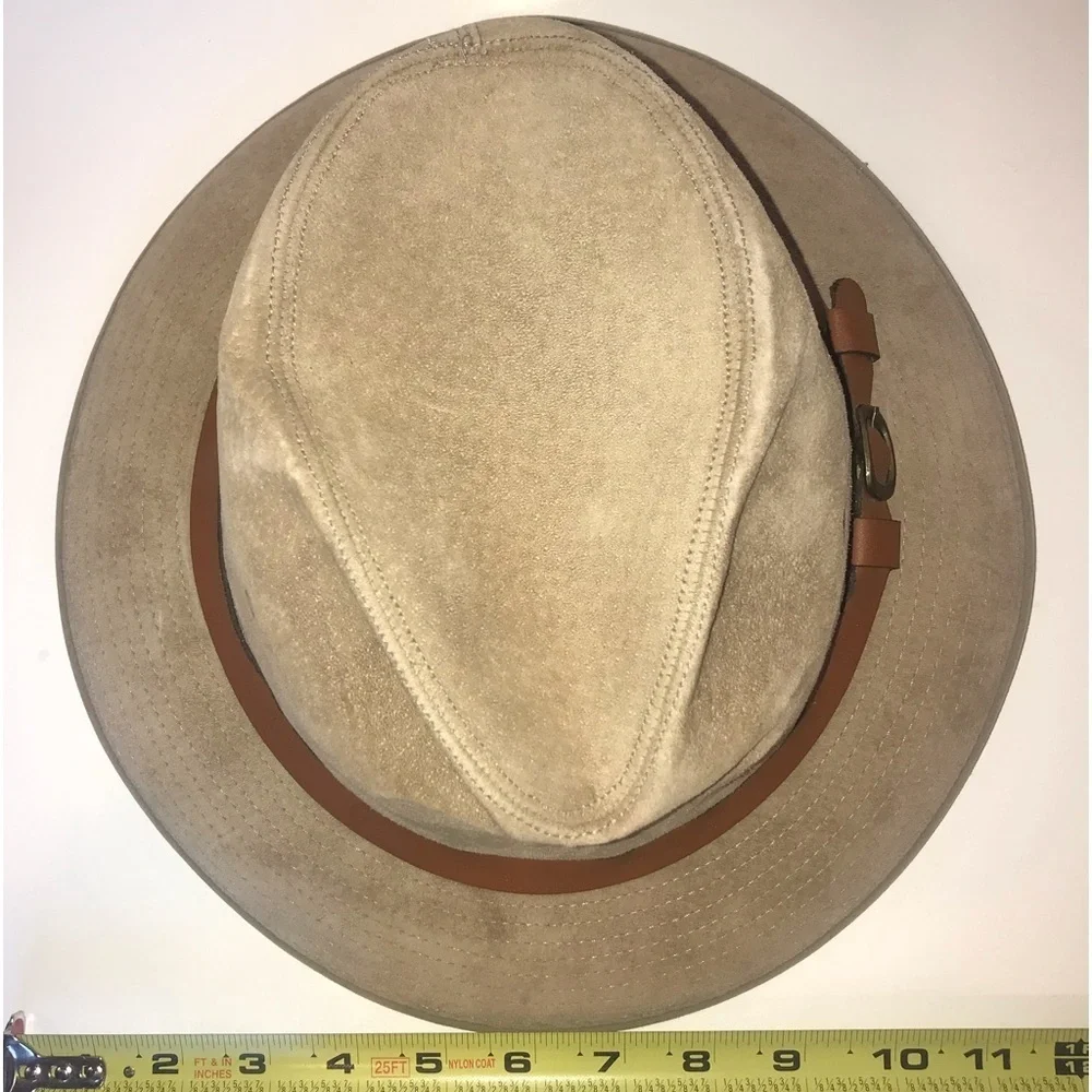 Churchill Ltd Vintage Fedora Leather Suede Tan Large 7 1/4- 7 3/8 USA Mens